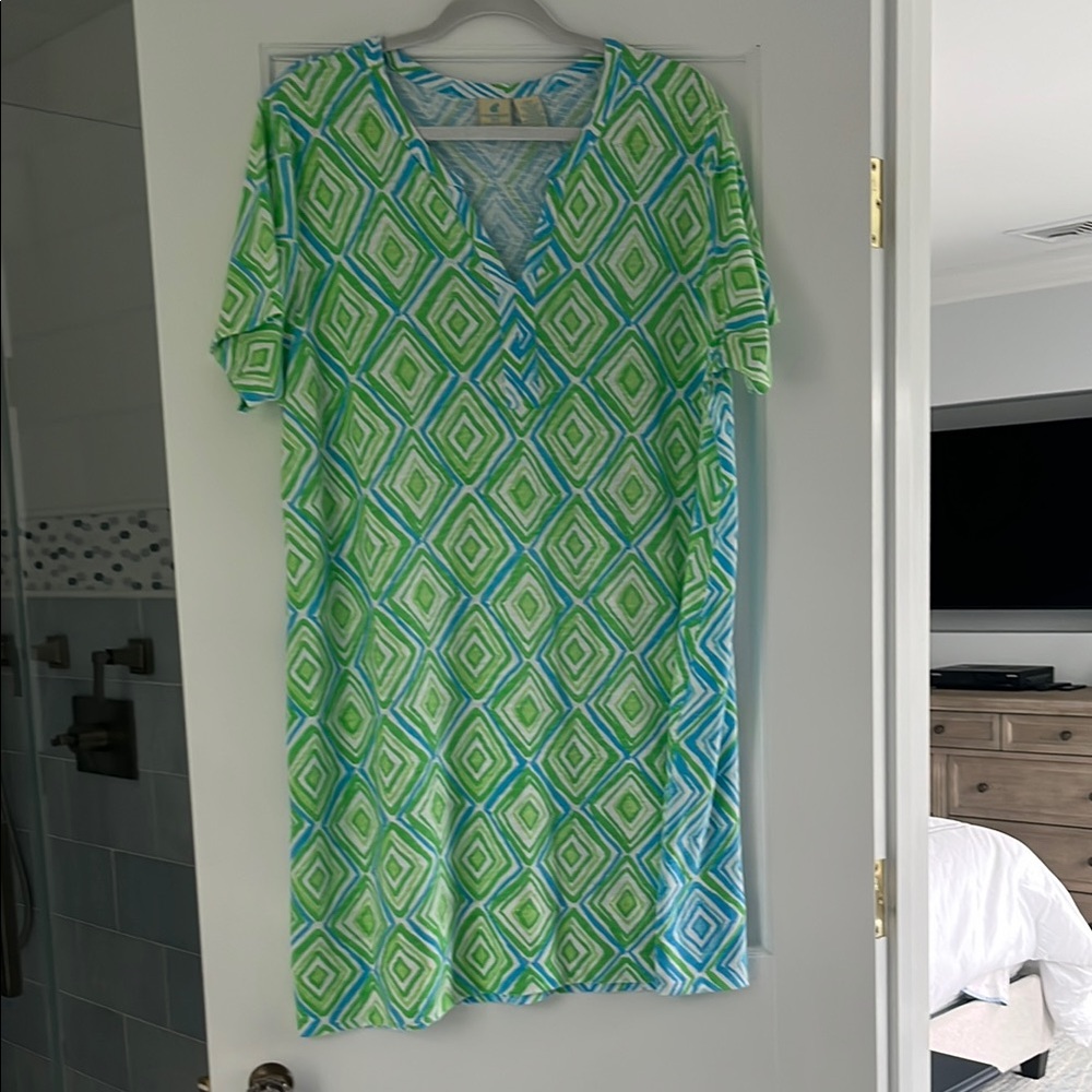 Caribbean Joe Green and Blue Resort Midi Dress